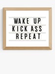 EAST END PRINTS Rafael Farias 'Wake Up Kick Ass Repeat' Framed Print