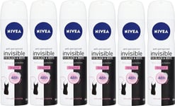 Nivea Women Invisible Deodorant Black & White Spray, 150mlx 6