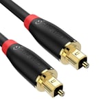 Syncwire Digital Optical Audio Cable Toslink Cable - 1M [24K Gold-Plated, Ultra-Durable] Fiber Optic Male to Male Cord for Home Theater, Sound Bar, TV, PS4, Xbox, Playstation & More - Black