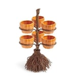 Halloween pumpa snacksställ, snacksställ dekorativ korg, kvast snacksställ för barn Halloween festgåva tillbehör festtillbehör Six-cup set