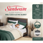 Sunbeam Sleep Perfect Wool Fleece Electric Blanket Queen