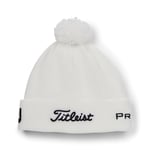 Titleist Tour Pom Pom Beanie, White/Black