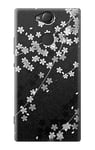 Japanese Kimono Style Black Flower Pattern Case Cover For Sony Xperia XA2