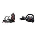 Next Level Racing Gttrack Simulator Cockpit & Logitech G29 Driving Force Racing Wheel and Floor Pedals, Real Force Feedback, Leather Steering Wheel Cover for PS5, PS4, PC, Mac - Black