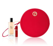 Brand New! Giorgio Armani Si 15ml Parfum & Lipstick & Makeup Bag Gift Set !!