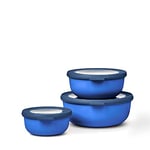 Mepal – Multi Bowl Cirqula 3-Piece Set – Food Storage Container with Lid - Suitable as Airtight Storage Box for Fridge & Freezer, Microwave Container & Servable Dish - 350, 750, 1250ml - Vivid blue