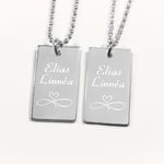 Parsmycke Dogtag Infinity, halsband med gravyr - Silver