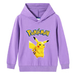 Tecknad Pikachu långärmad hoodie för barn tröja tröja Purple 130cm