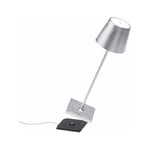 Zafferano - Lampe de table led Poldina Pro Silver Leaf, rechargeable et dimmable