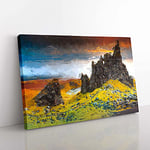 Big Box Art View from The Old Man of Storr in The Isle of Skye Canvas Wall Art Print Ready to Hang Picture, 76 x 50 cm (30 x 20 Inch), Brown, Yellow, Blue, Grey