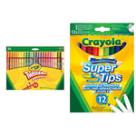 CRAYOLA Twistables Colouring Crayons - Assorted Colours (Pack of 24) & SuperTips Washable Markers - Assorted Colours (Pack of 12) | Premium Felt Tip Pens That Can Easily Wash Off Skin & Clothing