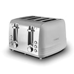 Tower, T20081GRY, Ash 4-Slice Toaster with Dual Controls,Defrost/Reheat/Cancel, 1850W, Grey & Chrome