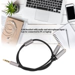 3Pcs Headset Splitter Cable 3.5mm Silver Headphone Splitters Mic Cables SLS