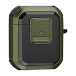 Apple AirPods 1/2 - Hybrid skyddsfodral med karbinhake Militärgrönt