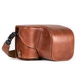 MegaGear "Ever Ready" Protective Leather Camera Case, Bag for Sony Alpha A6000, A6300 with 16-50mm (Dark Brown)