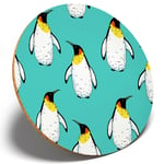 1 x Emperor Penguins Bird Arctic- Round Coaster Kitchen Student Kids Gift #13218