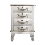 Toulouse 4 Drawer Bedside Table Silver