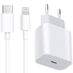 iPhone laddare för Apple 11/12/13 USB-C strömadapter 20WPD+Kabel