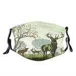 Hicyyu Comfortable Windproof Face cover,Deer and Wildlife in Park World Natural Heritage Forest Areas Reindeer,Printed Facial Decorations for Everyone