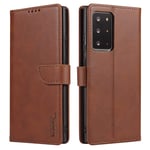 LOLFZ Wallet Case for Samsung Galaxy Note 20 Ultra, Vintage Leather Book Case with Card Holder Kickstand Magnetic Closure Flip Case Cover for Samsung Galaxy Note 20 Ultra - Brown
