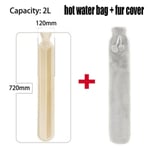 Hot Water Bottle With Cover Extra Long Faux Fur 2-grey