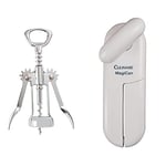 Twin Lever Corkscrew & Culinare C10015 MagiCan Tin Opener | White | Plastic/Stainless Steel | Manual Can Opener | Comfortable Handle for Safety and Ease