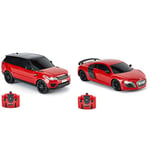 CMJ RC CarsTM Range Rover Sport Official Licensed Remote Control Car 1:24 & AUDI R8 GT, Officially Licensed Remote Control Car with Working Lights