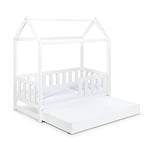 Lit cabane 80x160 Inclus 1 tiroir de lit et 2 sommiers LittleSky by Klups House - Blanc