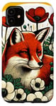 Coque pour iPhone 11 Red Fox Art Fleurs anémone coquelicot