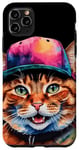 Coque pour iPhone 11 Pro Max Chat Casquette Snapback Colorée Drôle Animaux Motif Imprimé