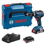 Bosch Professional 18V System Perceuse-visseuse à Percussion GSB 18V-55 (2 batteries 18V 2Ah, chargeur rapide GAL 18V-40, dans une L-Case) 06019H5305 Bleu