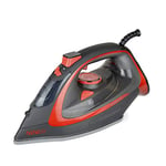 HomeLife 3200w Hurricane v2 Steam Iron with Ceramic Soleplate - Large Capacity 400ml Water Tank - Anti-Drip and Anti-Calc - E7732 - Black & Red