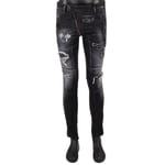 DSQUARED2 Distressed Logo Zip Color Splash Jeans Pants Skinny Gray Black 13655