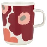 Unikko mugg 2,5 dl, vit/cherry/röd