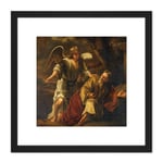 Ferdinand Bol Biblical Scene Angel Painting 8X8 Inch Square Wooden Framed Wall Art Print Picture with Mount