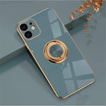 EYZUTAK Electroplated Magnetic Ring Holder Case, 360 Degree with Rotation Metal Finger Ring Holder Magnet Car Holder Soft Silicone Shockproof Cover for iPhone 12 6.1 inch - Gray