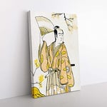Big Box Art Man with a Fan by Katsukawa Shunko Painting Canvas Wall Art Print Ready to Hang Picture, 76 x 50 cm (30 x 20 Inch), White, Yellow, Green, Cream, Yellow