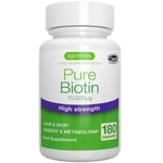 Pure Biotin 10,000 mcg, D-Biotin, Clean Ingredients, 1-a-Day, 180 Capsules, Lab