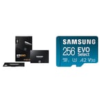 Samsung SSD 870 EVO, 1 TB, Form Factor 2.5”, Intelligent Turbo Write, Magician 6 Software, Black & EVO Select 256GB microSDXC UHS-I U3 130MB/s Full HD & 4K UHD Memory Card inc. SD-Adapter, Blue