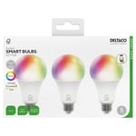 Deltaco Smart Home RGB LED-lampa E27, 9 W, 3-pack