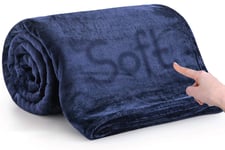 MOONLIGHT20015 Silk Touch Warm Flannel Fleece Blankets - 400 GSM Grey Throws for Sofa Fluffy Blanket Bed Throw for Bedroom, Couch, Travel, Kids, Bedroom Accessories (Navy, Double (150 x 200 CM))