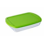 Pyrex Cook & Store Large Rectangular Roaster with Airtight Lid 4.5L - Green