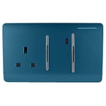 Trendi Artistic Modern Glossy 45 A Cooker Switch & Plug Socket Inc Neon Insert Midnight Blue