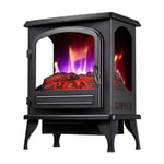 JHSHENGSHI Electric Stove Heating 2000W Fireplace with Wood Stove LED Light Fireplace Heating Stove with Overheating Protection for Living Room Black