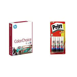 HP Color Laser Paper - Plain paper - A4 - 100 g/m2 - 500 sheets - White & Pritt Stick Original Glue Stick - Multi Pack 3 x 22g - Childproof and washable for paper, cardboard and felt