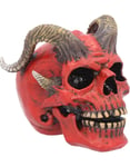 Tenacious Demon - Rød Hodeskalle med Horn 13 cm