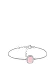 The Love Silver Collection Sterling Silver Synthetic Pink Opal and White CZ Halo Bracelet, Silver, Women