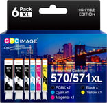 GPC Image PGI-570XL CLI-571XL Cartouches d'encre Compatible pour Canon 570 XL 571 XL pour Canon pour PIXMA MG5750 TS5050 MG5753 MG6850 MG6852 TS5055 TS6050 (2 PGBK,1 Noir,1 Cyan,1 Magenta,1 Jaune)