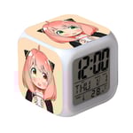 Wekity Anime Väckarklocka One Piece LED Kvadratisk Klocka Digital Väckarklocka med Tid, Temperatur, Alarm, Datum