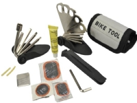 FISCHER bicycle folding tool combination, 33 pieces, tool set (black/grey, bag and repair kit)